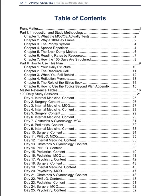 The 100-Day MCCQE Study Plan: sample page 1