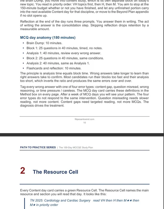 The 100-Day MCCQE Study Plan, sample page 5 of 6, opens full size