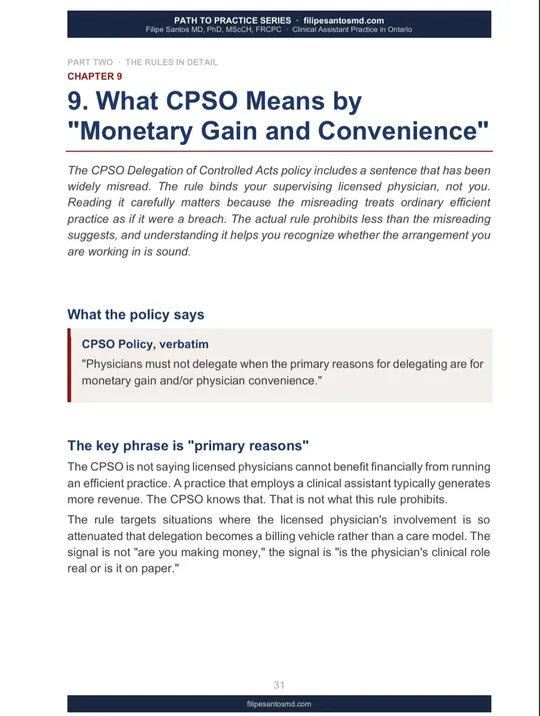 Clinical Assistant Practice in Ontario, sample page 6 of 6, opens full size