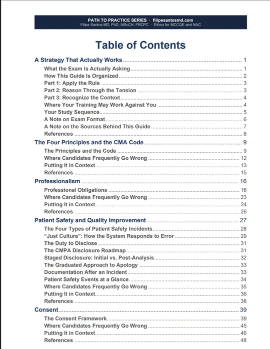 Ethics for MCCQE and NAC: sample page 1