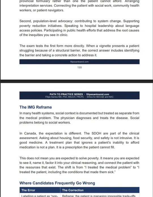Ethics for MCCQE and NAC, sample page 6 of 6, opens full size
